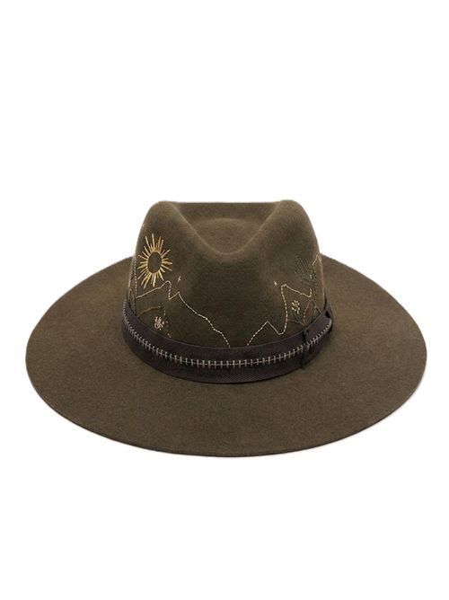 Fedora flat brim hat Golden Goose | GUP02719.P002733.35552MILITARY OLIVE